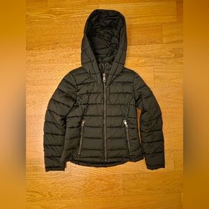 DKNY Quilted Black Hooded Jacket